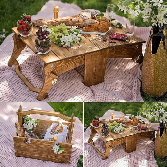 Converting Wooden Picnic Basket to Table