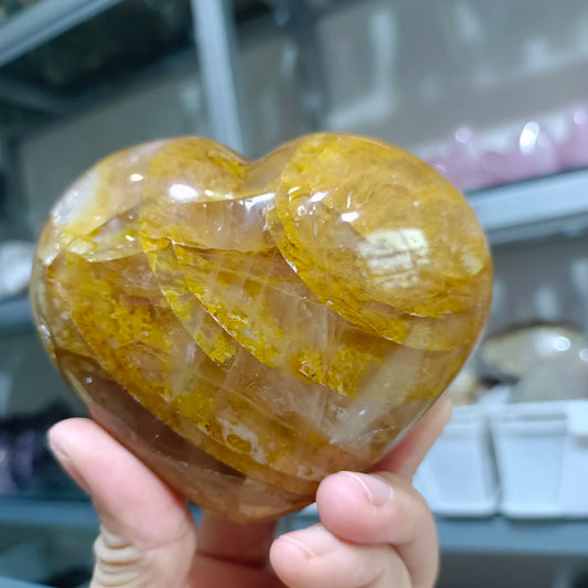 Huge Natural Golden Healer Quartz Heart-Shaped Crystal